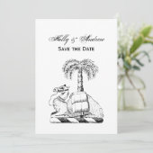 Preppy Heraldic Camel Palm Tree Coat of Arms Einladung (Stehend Vorderseite)