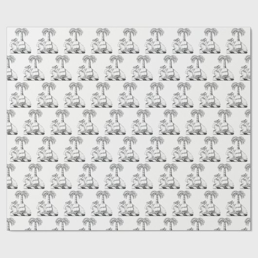 Preppy Heraldic Camel Palm Tree Coat of Arms Geschenkpapier (Flach)