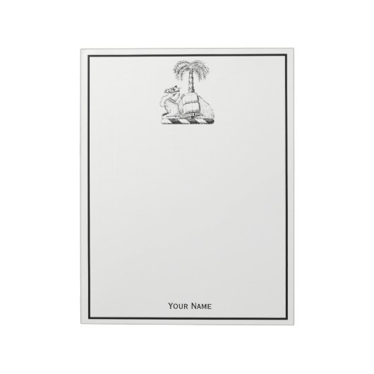 Preppy Heraldic Camel Palm Tree Coat of Arms Notizblock (Rotiert)