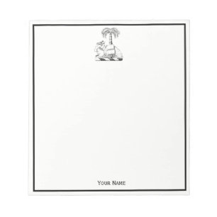Preppy Heraldic Camel Palm Tree Coat of Arms Notizblock