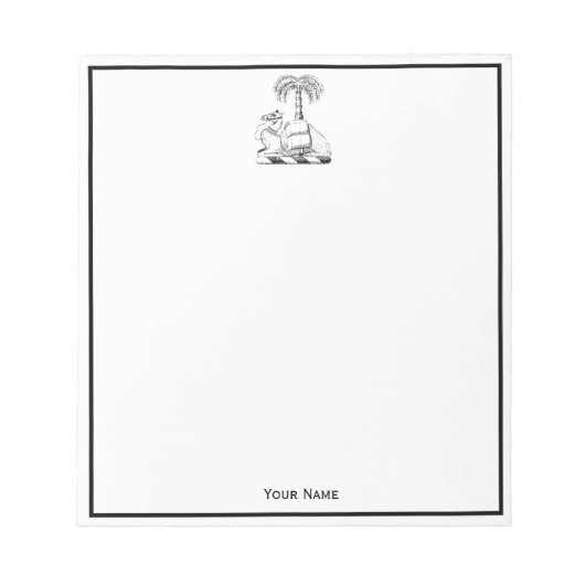 Preppy Heraldic Camel Palm Tree Coat of Arms Notizblock (Vorderseite)
