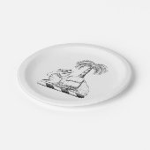 Preppy Heraldic Camel Palm Tree Coat of Arms Pappteller (Schrägansicht)
