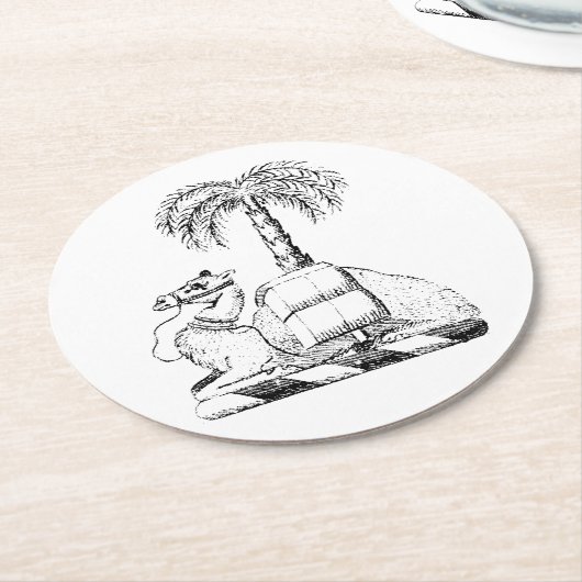 Preppy Heraldic Camel Palm Tree Coat of Arms Runder Pappuntersetzer (Angewinkelt)