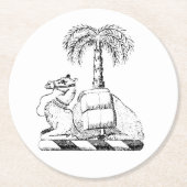 Preppy Heraldic Camel Palm Tree Coat of Arms Runder Pappuntersetzer (Vorderseite)