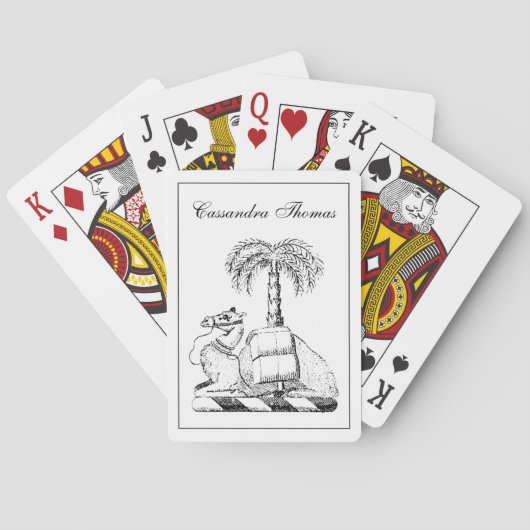 Preppy Heraldic Camel Palm Tree Coat of Arms Spielkarten (Rückseite)