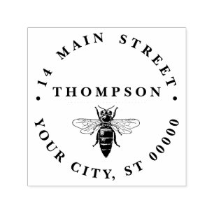 Preppy Heraldic Vintag Bee #2 Namensadresse Permastempel