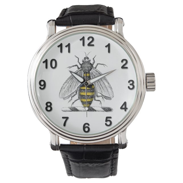 Preppy Heraldic Vintag Bee Coat of Arms Emblem C Armbanduhr (Vorderseite)
