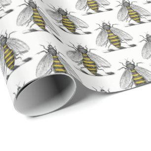 Preppy Heraldic Vintag Bee Coat of Arms Emblem C Geschenkpapier