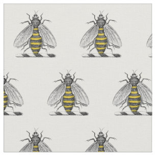 Preppy Heraldic Vintag Bee Coat of Arms Emblem C Stoff