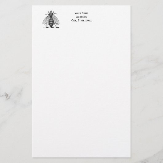 Preppy Heraldic Vintage Bienendecke Emblem Briefpapier (Vorderseite)