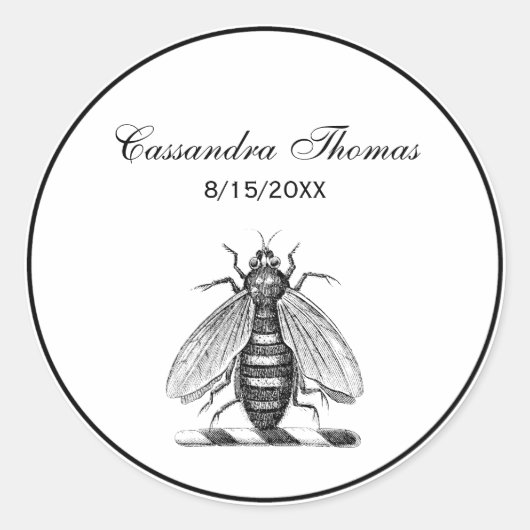 Preppy Heraldic Vintage Bienendecke Emblem Runder Aufkleber (Vorderseite)