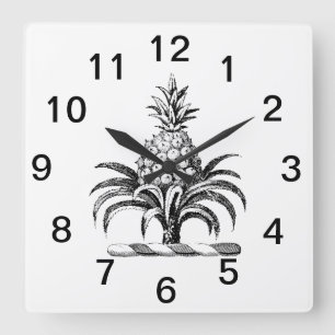 Preppy Heraldische Ananas Wappen Wappenschild Quadratische Wanduhr