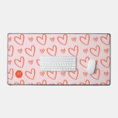 Preppy herzen in rosa und rot mit Monogramm Initia Schreibtischunterlage (Tastatur & Maus)