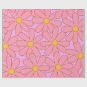 Preppy Hippie Pink Lila Blume Muster Geschenkpapier (Flach)