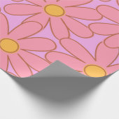Preppy Hippie Pink Lila Blume Muster Geschenkpapier (Ecke)