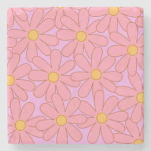 Preppy Hippie Pink Lila Blume Muster Steinuntersetzer