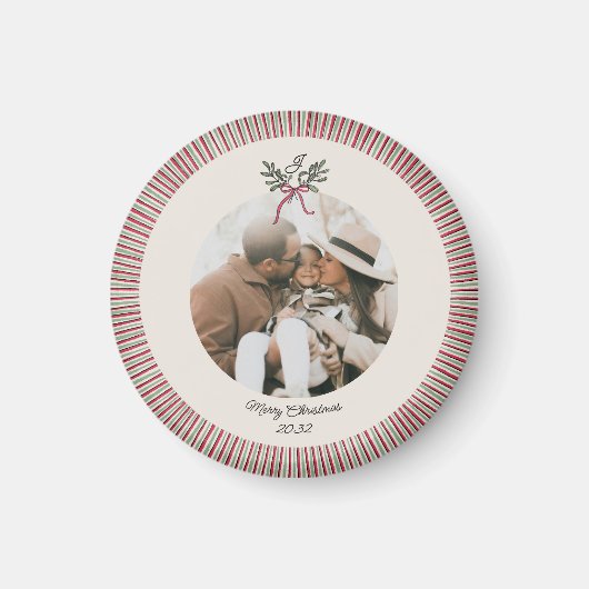 Preppy Holiday Ornament Magnet with Photo (Vorne)