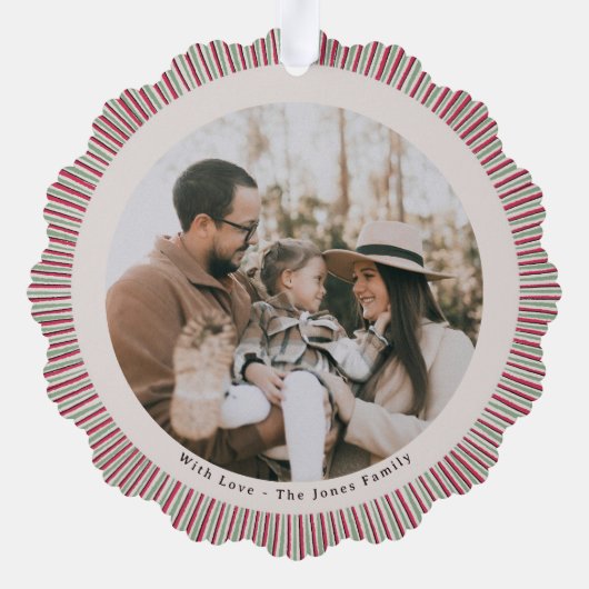 Preppy Holiday Paper Ornament with Photo  (Rückseite)