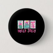 Preppy Holly Xmas Jolly Coquette Bow Christmas Tre Button (Vorderseite)