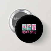 Preppy Holly Xmas Jolly Coquette Bow Christmas Tre Button (Vorne & Hinten)