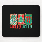 Preppy Holly Xmas Jolly Vibes Bow Christmas Girl W Mousepad (Vorne)