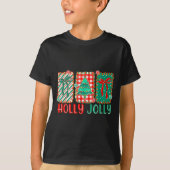 Preppy Holly Xmas Jolly Vibes Bow Christmas Girl W T-Shirt (Vorderseite)