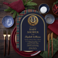Preppy Horseshoe Kariert Monogram Baby Shower