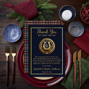 Preppy Horseshom Emblem Blue Flat Danke Karte