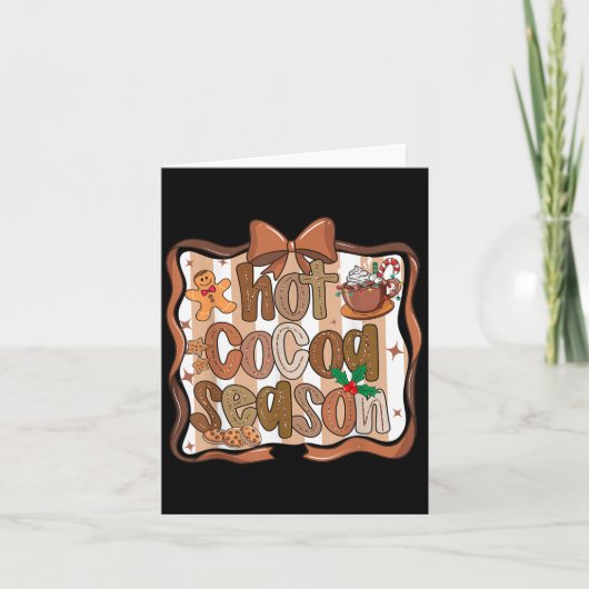 Preppy Hot Cocoa Season Cookie Gingerbread Bow Xma Karte (Vorderseite)