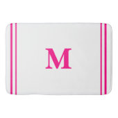 Preppy Hot Pink Elegant Minimal Border Initial Badematte (Vorderseite)