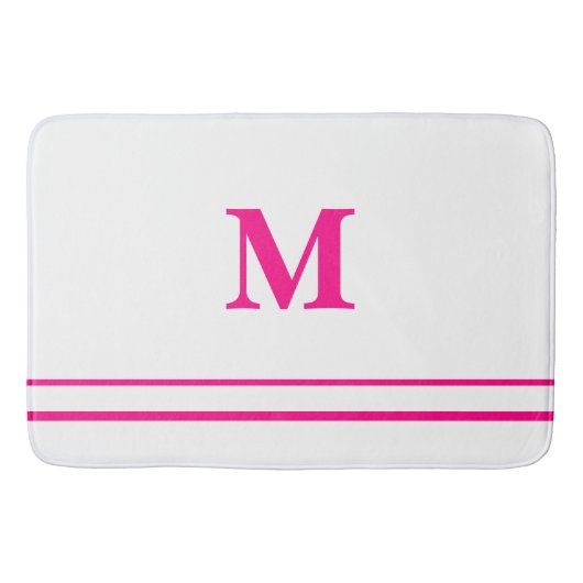 Preppy Hot Pink Elegant Minimal Border Initial Badematte (Vorderseite)
