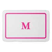 Preppy Hot Pink Elegant Minimal Gerahmt Initial Badematte (Vorderseite)