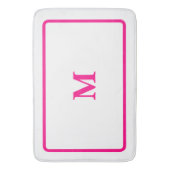 Preppy Hot Pink Elegant Minimal Gerahmt Initial Badematte (Vorderseite Vertikal)