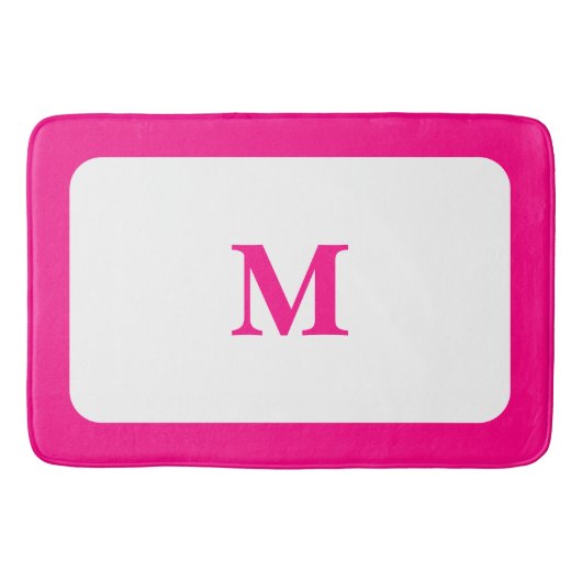 Preppy Hot Pink Elegant Minimal Gerahmt Initial Badematte (Vorderseite)