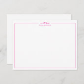 Preppy Hot Pink & White eine Notiz aus Dankeskarte (Vorne/Hinten)