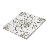 Preppy Hydrangea Bow Beige Nahtloses Toile Muster Fliese (Seite)