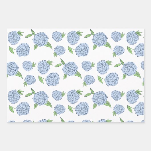 Preppy Hydrangea Gift Wrap Geschenkpapier Set (Vorderseite 3)