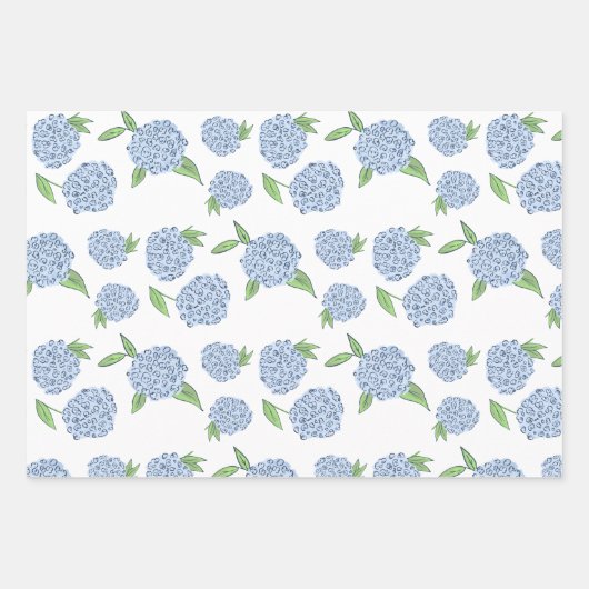 Preppy Hydrangea Gift Wrap Geschenkpapier Set (Vorderseite 2)