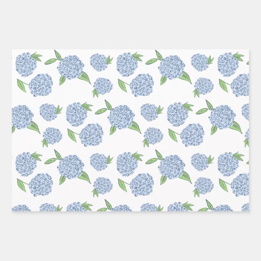 Preppy Hydrangea Gift Wrap Geschenkpapier Set (Vorderseite)