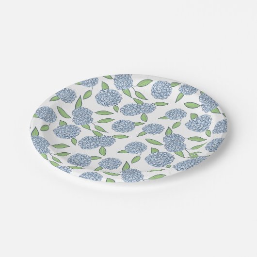 Preppy Hydrangea New England Wedding Pappteller (Schrägansicht)