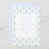 Preppy Hydrangea Watercolor Trellis Editable Einladung (Vorne/Hinten)