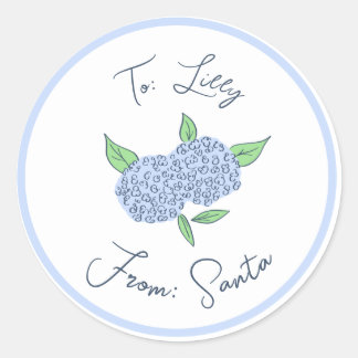 Preppy Hydrangea Weihnachts Custom Gift Tag Sticke Runder Aufkleber