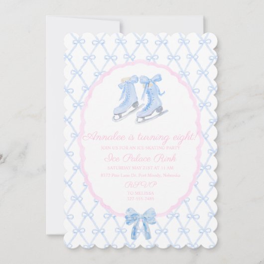 Preppy Ice Skaten Party Ice Skate Einladung (Vorderseite)