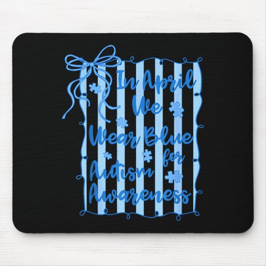Preppy im April trägt blaues Autismus-Bewusstsein Mousepad (Vorne)