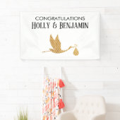 Preppy Imitats Gold Stork Herzlichen Glückwunsch K Banner (Insitu)