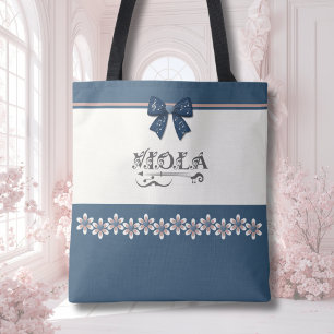 Preppy Indigo Blau Floral Viola Orchester-Tasche Tasche