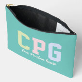 Preppy initials niedlich trendy aquamarin 3 Foto Zubehörtasche (Offen)