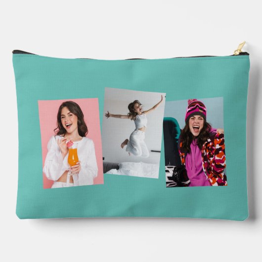 Preppy initials niedlich trendy aquamarin 3 Foto Zubehörtasche (Rückseite)