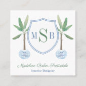 Preppy Interior Designer Monogram Banana Tree Quadratische Visitenkarte (Vorderseite)
