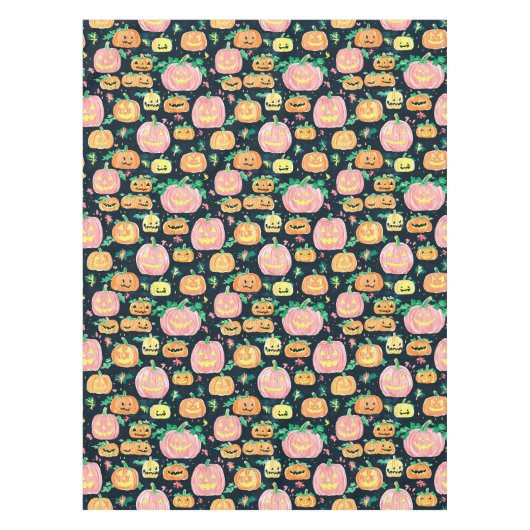 Preppy Jack-O’-Lantern Halloween Tischdecke (Vorderseite)